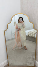 Load image into Gallery viewer, White sparkle chiffon embroidered suit with cotton net duppata and crepe trouser