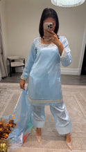 Load image into Gallery viewer, silk diamonte 3 piece suit with organza duppata