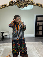 Load image into Gallery viewer, Long fusion 2 piece coord with detailing neckline. Shirt and trouser. Pakistani outfit.