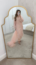 Load image into Gallery viewer, Korean raw silk suit with emrboidery and lace details. Organza duppata. Party wear. Eid collection.