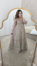 Load image into Gallery viewer, Double gown Organza handwork embroidered outfit with organza duppata