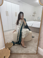 Load image into Gallery viewer, Chiffon suit with embroidery and contrast green duppata