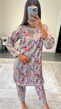 Load image into Gallery viewer, Poly cotton printed 2 piece coord with shirt and trouser.
