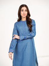 Load image into Gallery viewer, 2 Piece Denim Suit-Embroidered(Pret) (2-5 weeks delivery)