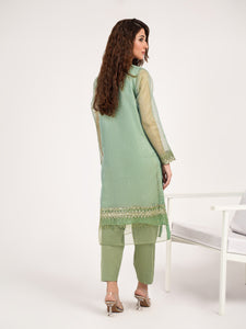 2 Piece Zari Net Suit-Embroidered(Pret) (2-5 weeks delivery)