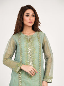 2 Piece Zari Net Suit-Embroidered(Pret) (2-5 weeks delivery)