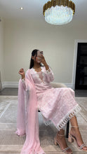 Load image into Gallery viewer, Chikankari 3 piece suit with crinkle duppata