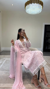 Chikankari 3 piece suit with crinkle duppata