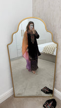 Load image into Gallery viewer, Purple velvet embroidered suit with sequin embroidery and embellishments. Chiffon duppata. Eid and party wear.