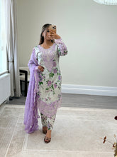 Load image into Gallery viewer, Maria B inspired embroidered lawn suit 2 colours black and lilac