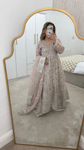 Load image into Gallery viewer, Double gown Organza handwork embroidered outfit with organza duppata