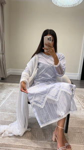 Chikankari 3 piece suit with crinkle duppata