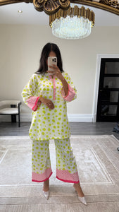 Polka lawn printed coord set with shirt and trouser Asian clothing