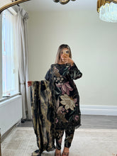 Load image into Gallery viewer, Maria B inspired embroidered lawn suit 2 colours black and lilac