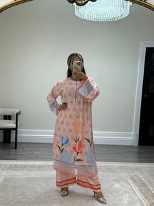 Khadi net 2 piece long shirt Coord sets