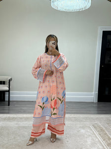 Khadi net 2 piece long shirt Coord sets