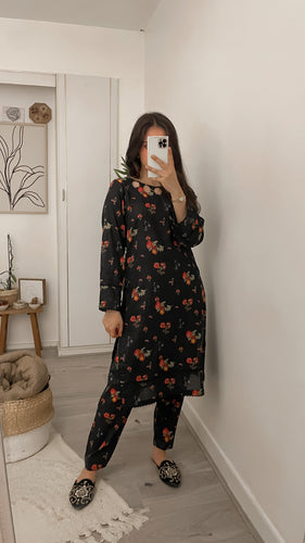 Baroque inspired Co-ord Black (Immediate Dispatch)