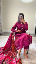 Load image into Gallery viewer, Maria B Inspired  embroidered chikankari lawn suit with silk duppata