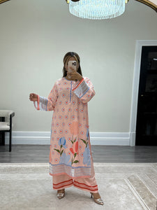 Khadi net 2 piece long shirt Coord sets
