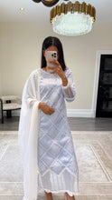 Load image into Gallery viewer, Chikankari 3 piece suit with crinkle duppata
