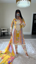 Load image into Gallery viewer, Maria B inspired embroidered lawn suit colourful print with chiffon duppata