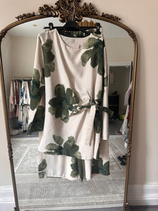 New floral coord set with side tie detailing and wide leg trouser
