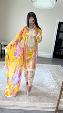 Load image into Gallery viewer, Maria B inspired embroidered lawn suit colourful print with chiffon duppata