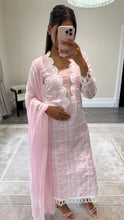 Load image into Gallery viewer, Chikankari 3 piece suit with crinkle duppata