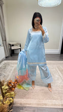Load image into Gallery viewer, silk diamonte 3 piece suit with organza duppata
