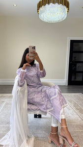 Chikankari 3 piece suit with crinkle duppata