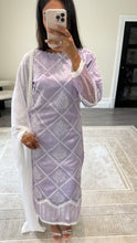 Load image into Gallery viewer, Chikankari 3 piece suit with crinkle duppata