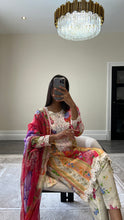 Load image into Gallery viewer, Maria B inspired embroidered lawn suit colourful print with chiffon duppata