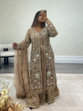 Load image into Gallery viewer, Soraya inspired diamonte 3 piece suit with cotton net duppata and crush silk inner