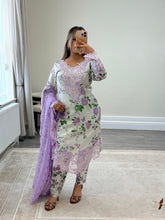 Load image into Gallery viewer, Maria B inspired embroidered lawn suit 2 colours black and lilac