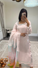 Load image into Gallery viewer, silk diamonte 3 piece suit with organza duppata