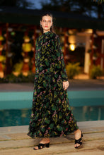 Load image into Gallery viewer, Black Tropical Side-Laced Maxi Dress (2-5 weeks delivery)