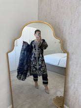 Load image into Gallery viewer, Cutwork organza embroidered shirt with organza duppata and cotton silk trouser.