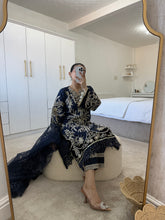 Load image into Gallery viewer, Cutwork organza embroidered shirt with organza duppata and cotton silk trouser.