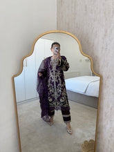 Load image into Gallery viewer, Cutwork organza embroidered shirt with organza duppata and cotton silk trouser.
