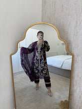 Load image into Gallery viewer, Cutwork organza embroidered shirt with organza duppata and cotton silk trouser.