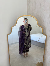 Load image into Gallery viewer, Cutwork organza embroidered shirt with organza duppata and cotton silk trouser.