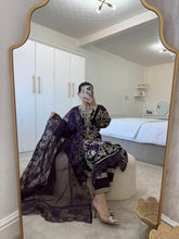 Load image into Gallery viewer, Cutwork organza embroidered shirt with organza duppata and cotton silk trouser.