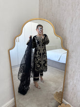 Load image into Gallery viewer, Cutwork organza embroidered shirt with organza duppata and cotton silk trouser.