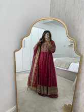 Load image into Gallery viewer, Gota work embroidered fuschia frock with jamawar lining with trouser and duppata