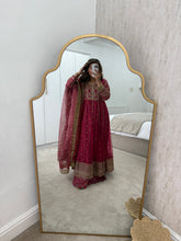 Load image into Gallery viewer, Gota work embroidered fuschia frock with jamawar lining with trouser and duppata