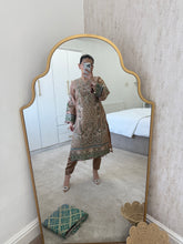 Load image into Gallery viewer, Baroque inspired cream suit with duppata and trouser