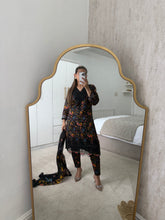 Load image into Gallery viewer, Maria B inspired embroidered lawn suit black floral with chiffon duppata