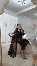Load image into Gallery viewer, Maria B inspired embroidered lawn suit black floral with chiffon duppata