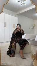 Load image into Gallery viewer, Maria B inspired embroidered lawn suit black floral with chiffon duppata
