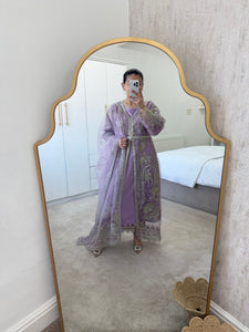Lilac dream - embellished cotton net shirt with inner and trouser and embellished duppata.